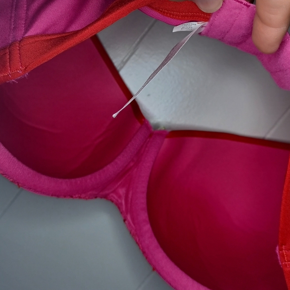Cacique Pink and Red Lace Bra with Underwire Support - Picture 8 of 8